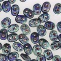 SuperDuo Czech 2-Hole Bead, Sapphire Travertine, 8 grams